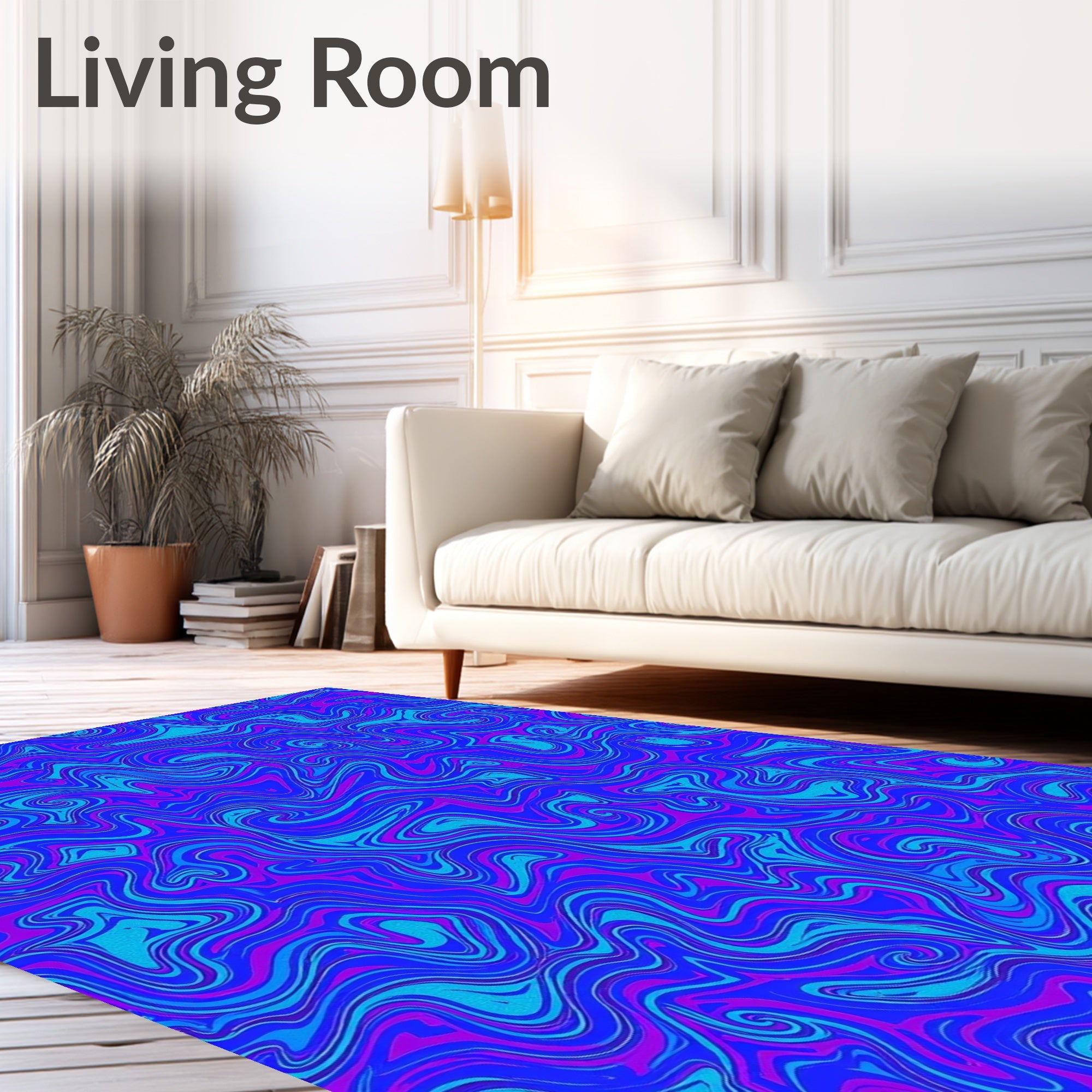 Vivid Blue Purple Swirl Marble Rug