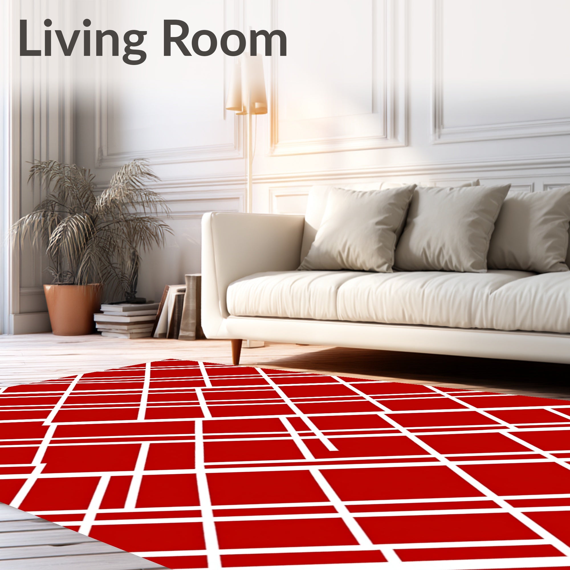 Bold Red Intersecting Lines Rug