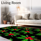 Festive red berry holly sprigs Rug