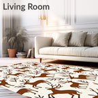 Brown Deer Woodland Forest Scene Rug
