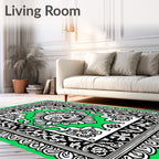 Vibrant Black White Skull Sun Rug