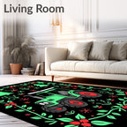 Green Tractor Red Berry Garland Rug