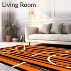 Orange Black Striped Basketball Court Rug