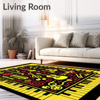 Retro Red Yellow Instrument Collage Rug