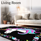 Pink Turquoise Unicorn Magical Stars Rug