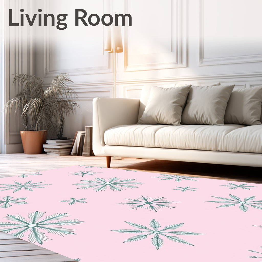 Pink Watercolor Snowflake Scatter Rug