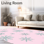 Pink Watercolor Snowflake Scatter Rug