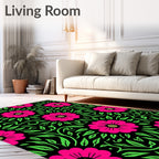 Vibrant Magenta Floral Foliage Rug