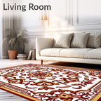 Crimson Gold Symmetrical Floral Medallion Rug