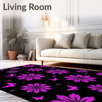 Vibrant Fuschia Floral Fluttering Butterfly Rug