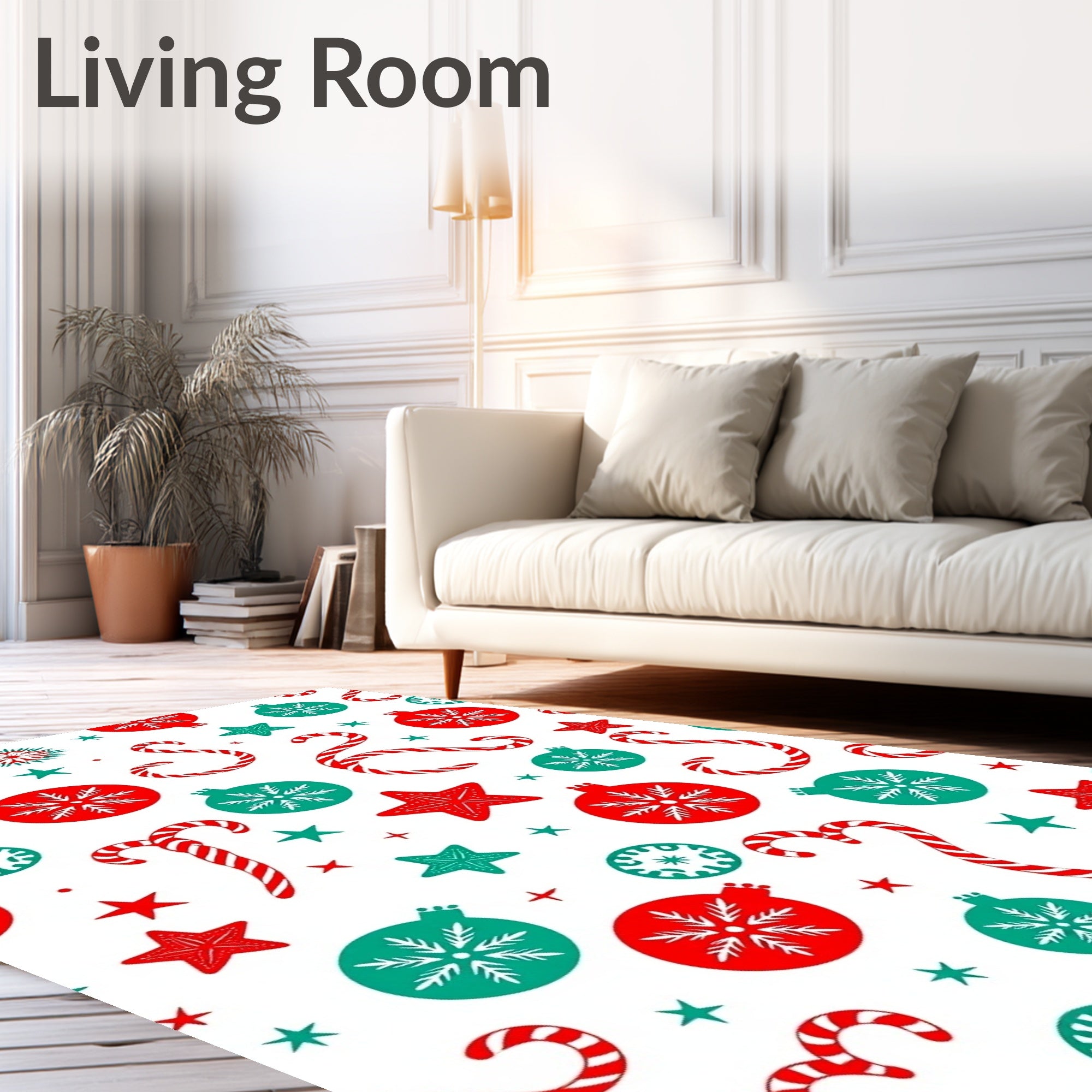 Red Green Christmas Ornament Candy Cane Rug