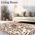 Crimson Floral Art Nouveau Cream Rug