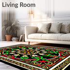 Red Green Gold Blossom Medallion Rug