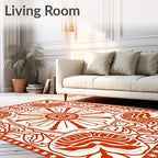 Crimson Floral Art Nouveau Layout Rug