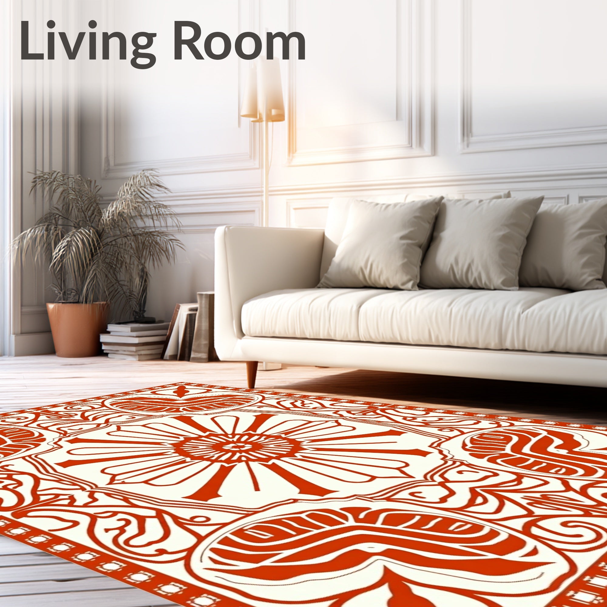 Crimson Floral Art Nouveau Layout Rug
