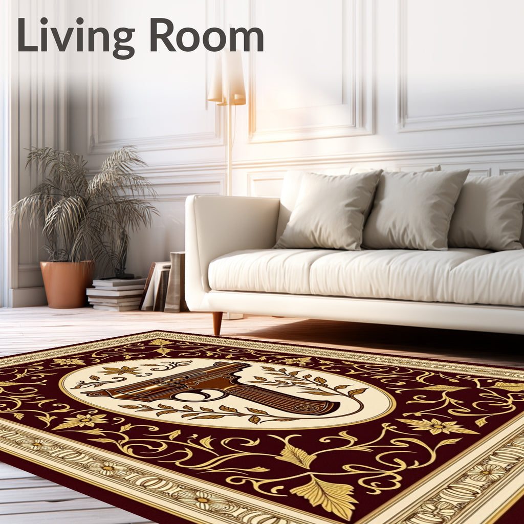 Crimson Gold Floral Revolver Oval Rug