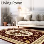 Crimson Gold Floral Revolver Oval Rug