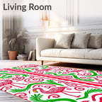 Vibrant Flamingo Tropical Foliage Rug