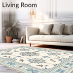 Soft Blue Medallion Garden Rug