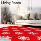 Red White Snowflake Holiday Garland Rug
