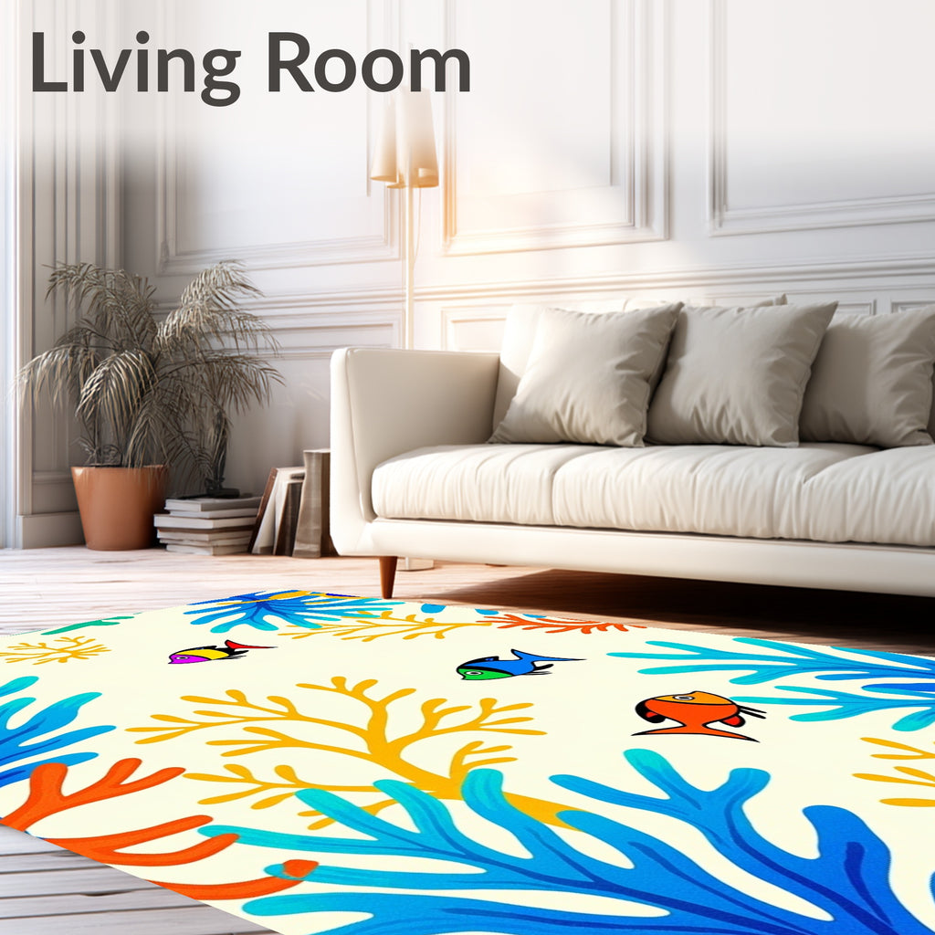 Colorful Coral Reef Fish Collection Rug