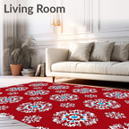 Crimson Red Snowflake Scatter Rug