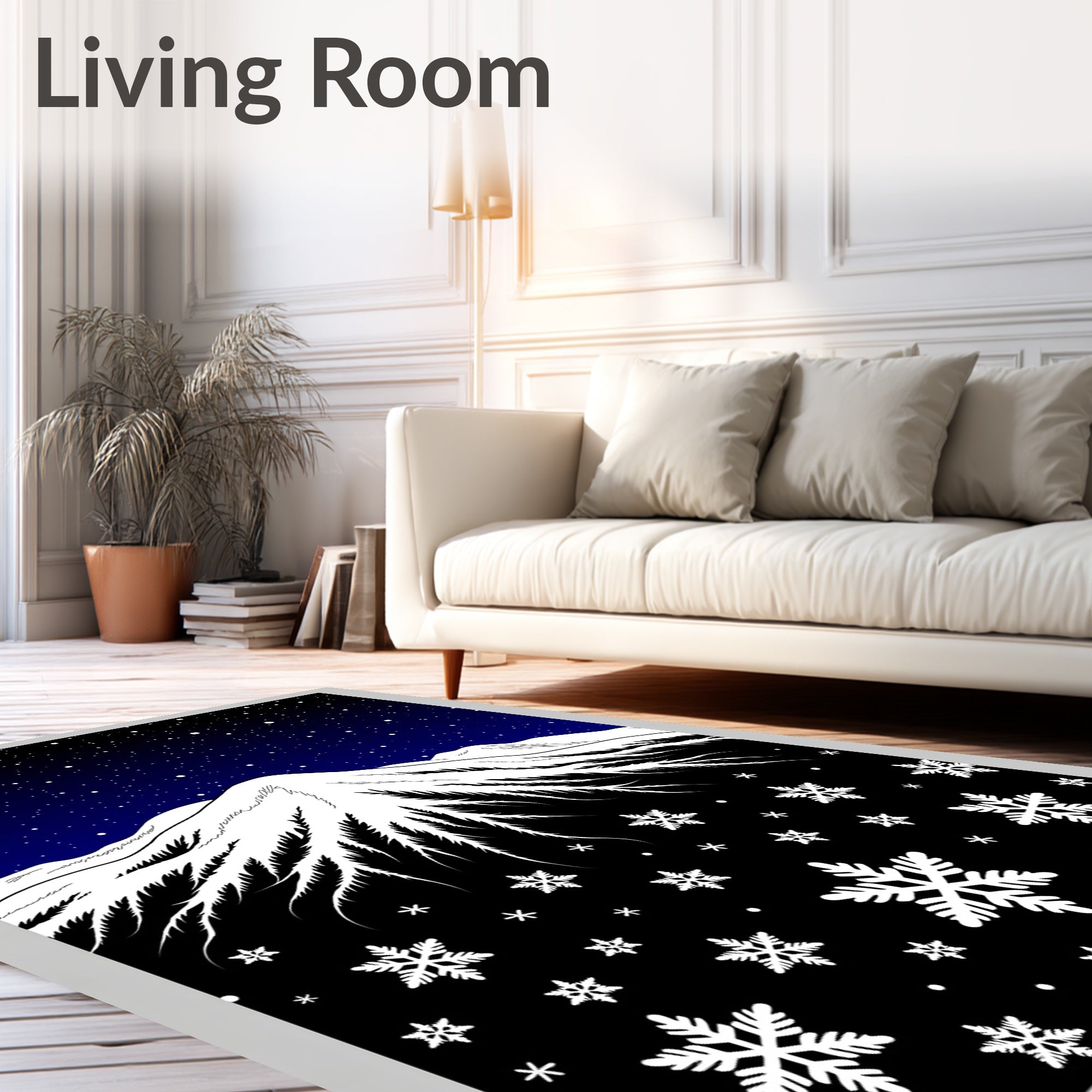 Vintage Snow Mountain Starry Night Rug