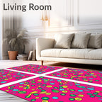 Bold Magenta Whimsical Floral Cascade Rug