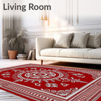 Deep Red Symmetric Garden Composition Rug