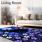 Midnight Black Cat Moon Garden Rug