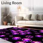 Vibrant Pink Bubbles Snowflakes Rug