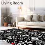 Winter Snowflakes and Coffee Cups Rug