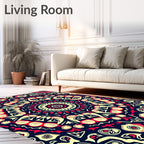 Bold Crimson Mandala Tribal Sun Rug