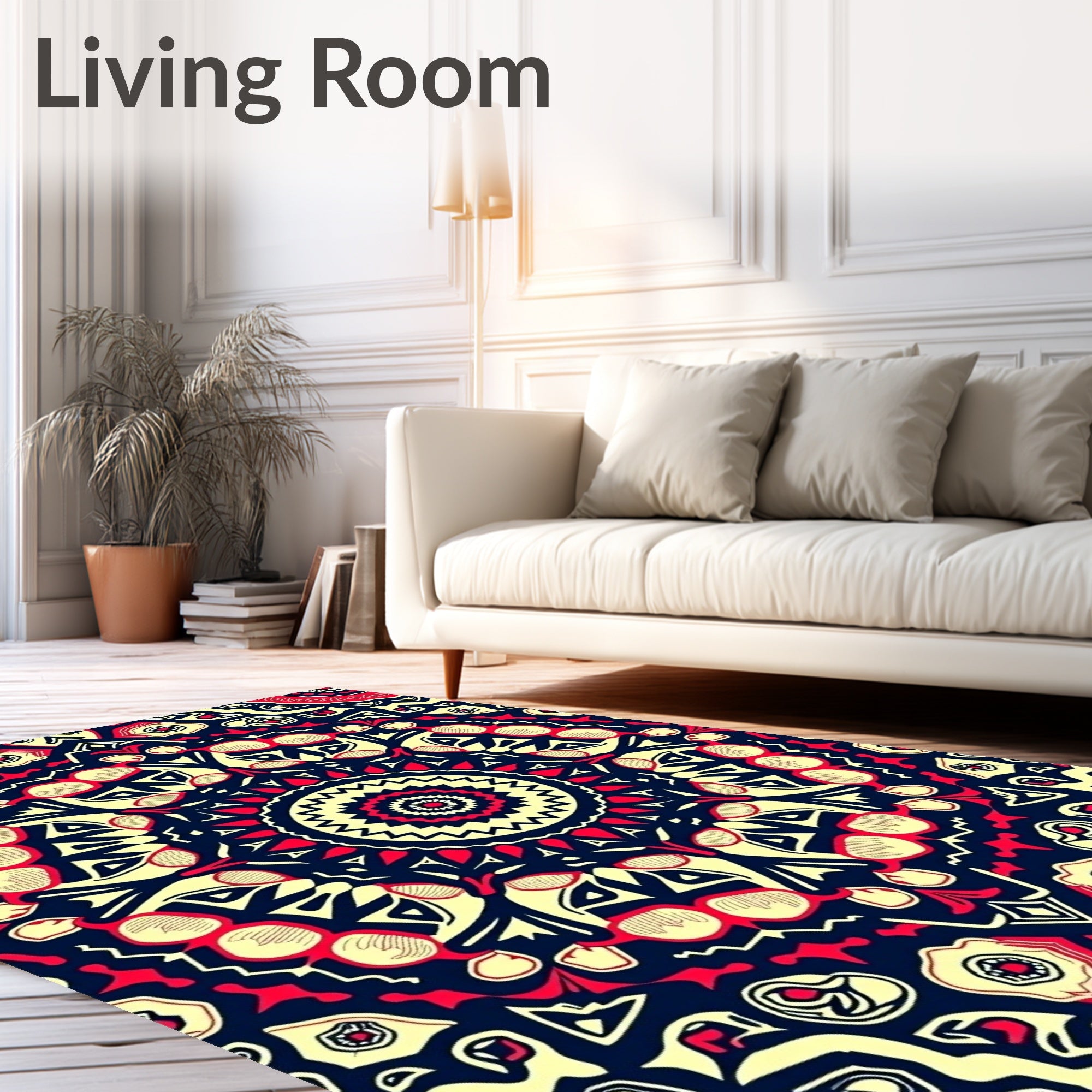 Bold Crimson Mandala Tribal Sun Rug