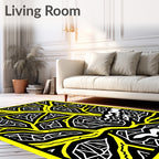 Bold Yellow Abstract Branching Geometric Rug