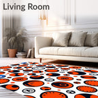 Orange and Navy Circles Collage Rug