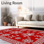 Red White Snowflake Holiday Accent Rug