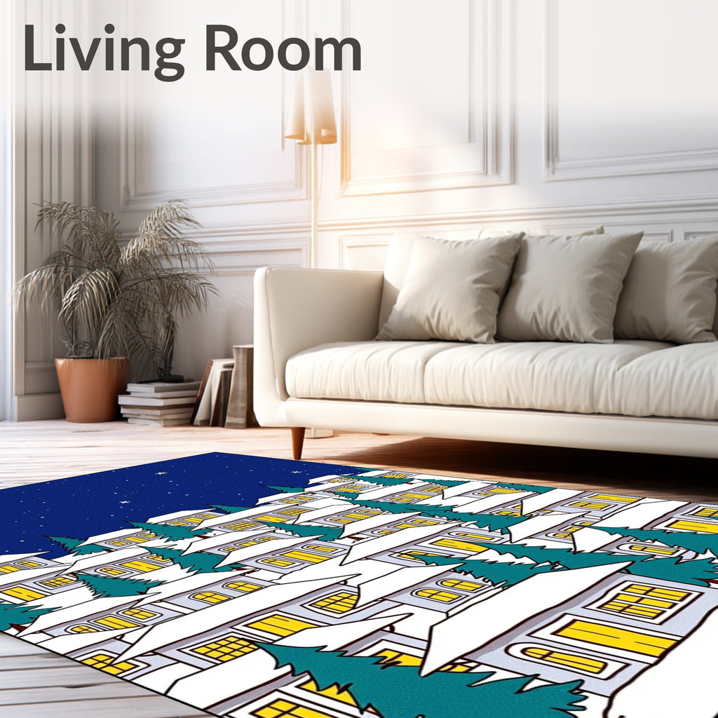 Winter Village Starry Night Houses Rug