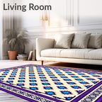 Ivory Blue Star Medallion Bordered Rug