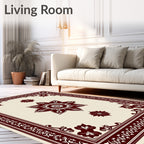 Ornate Crimson Eight Petal Bloom Rug