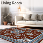 Rustic Crimson Floral Medallion Rug