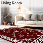 Deep Red Heart Scatter Border Rug