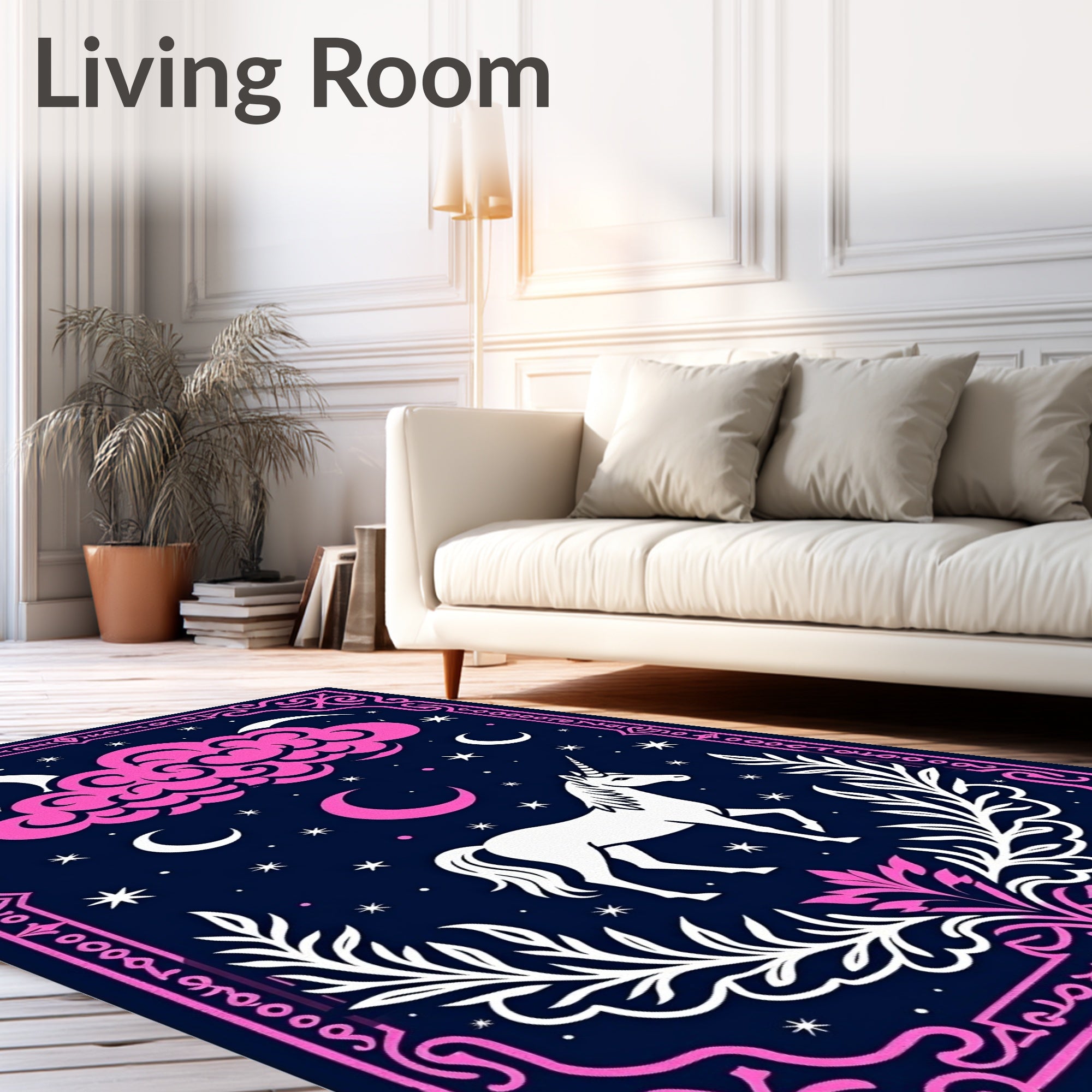Fantasy Unicorn Night Sky Cloud Rug