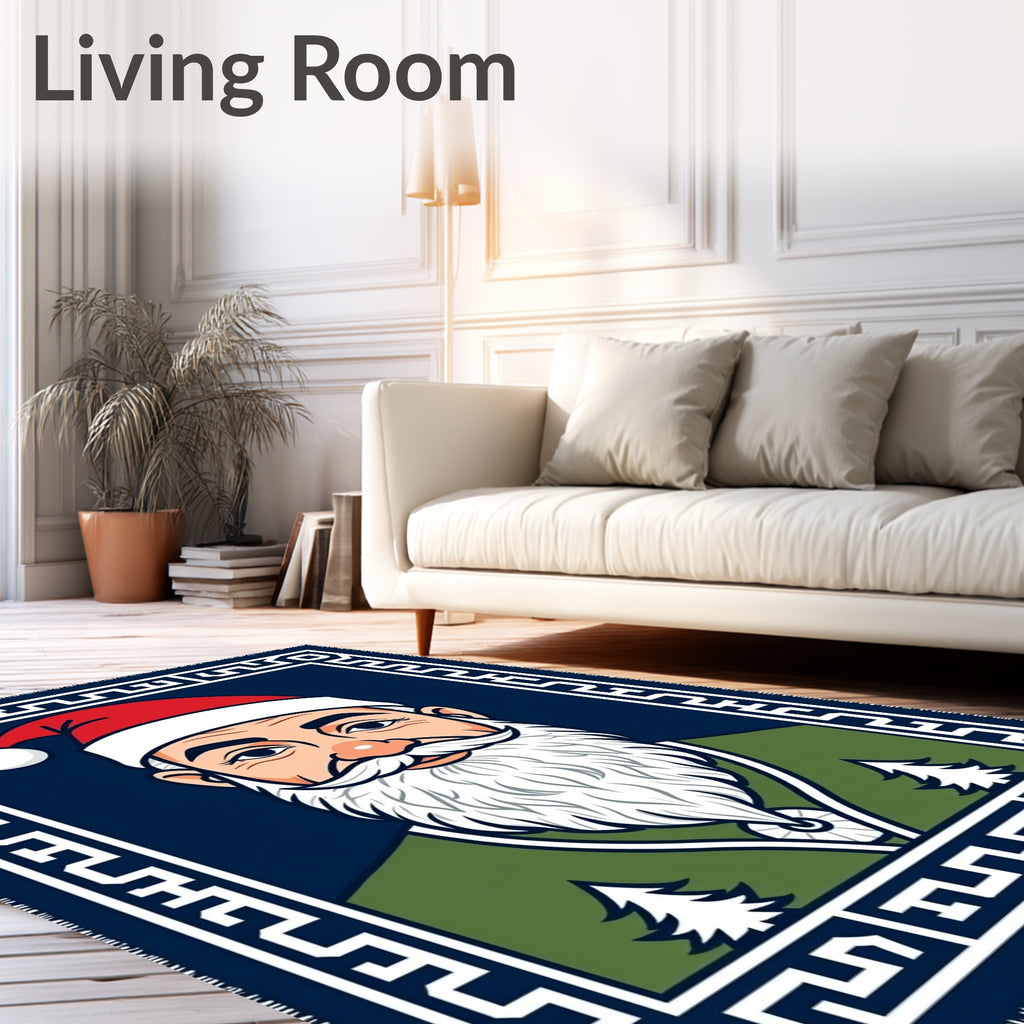 Midnight Blue Santa Claus Illustration Rug