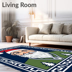 Midnight Blue Santa Claus Illustration Rug
