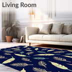 Navy Teal Tan Feather Texture Rug