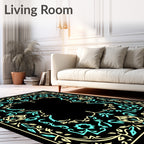 Abstract Mint Cream Floral Border Rug