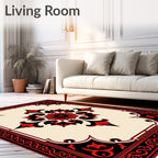 Crimson Black Floral Arch Rug