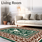 Forest Green Reindeer Snowflake Border Rug