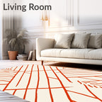 Coral Red Intersecting Lines Rug